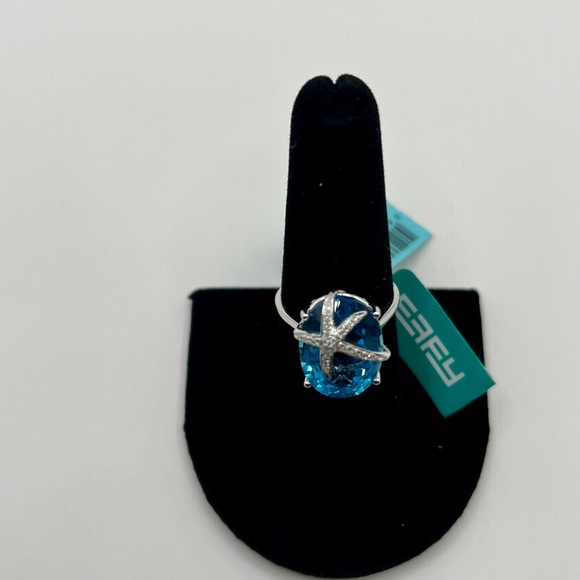 Effy Seaside 14K Gold Blue Topaz and Diamond Starfish
Ring. 13.73 TCW. Size 7. - Picture 5 of 6